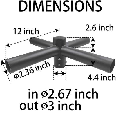 Eenzijdige beugel Lichte paal Arm Beugel Quad Spoke 3" Tenon Adapter Fitting 3-10mm Dikte