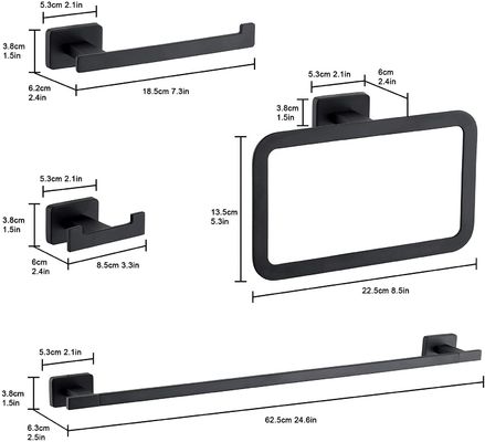 ISO9001 2015 Gecertificeerd Stempelproces 4 Pieces Towel Rail Badkamer Accessoires Set