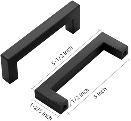 4 mm-5 mm dikte mat zwart vierkant kast handgrepen voor aangepaste grootte in 5 inch