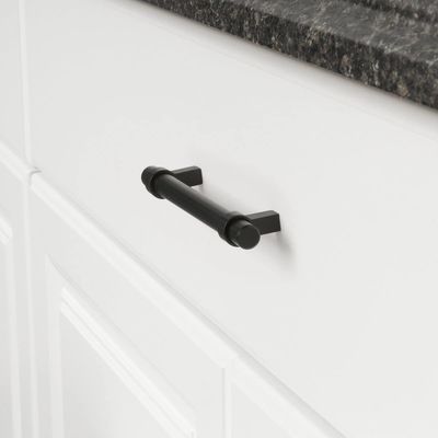 6.63 inch roestvrij staal rechte staaf kast Handle 5 inch gat midden vlak zwart