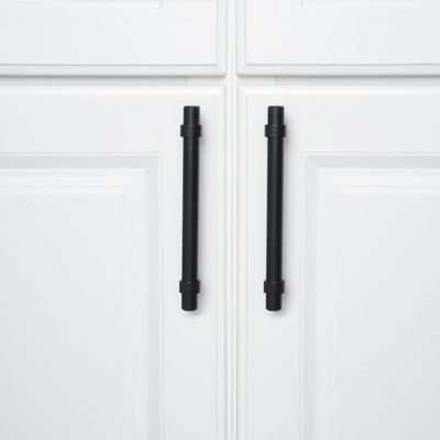 6.63 inch roestvrij staal rechte staaf kast Handle 5 inch gat midden vlak zwart