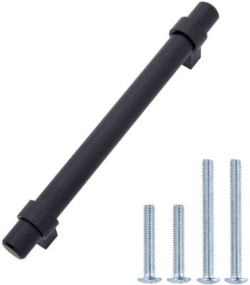 6.63 inch roestvrij staal rechte staaf kast Handle 5 inch gat midden vlak zwart