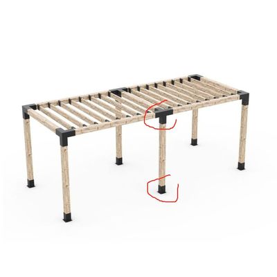 Verhoogde houten stand kit met stemproces en stalen beugels past 6x6 pergola